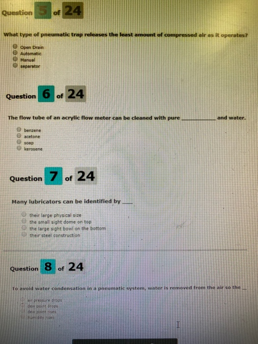Solved Question of 24 What type of pneumatic trap releases