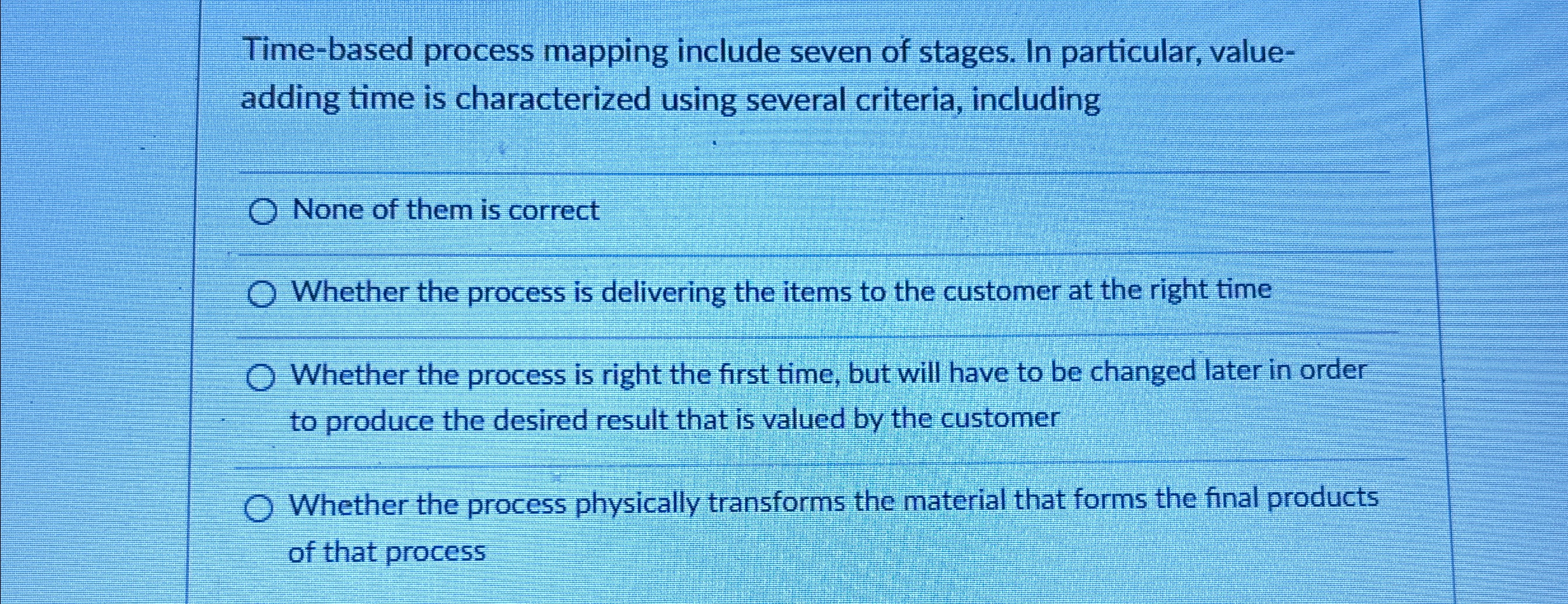 Solved Timebased process mapping include seven of stages.