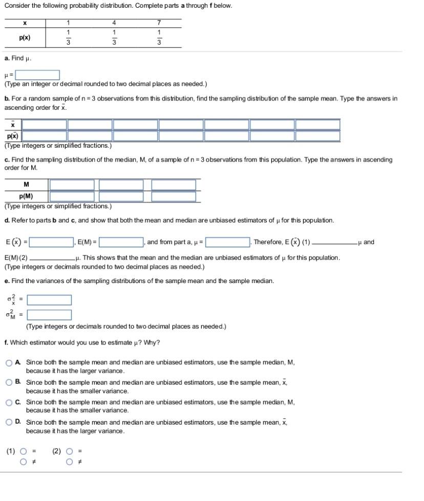 Solved Consider the following probability distribution. | Chegg.com