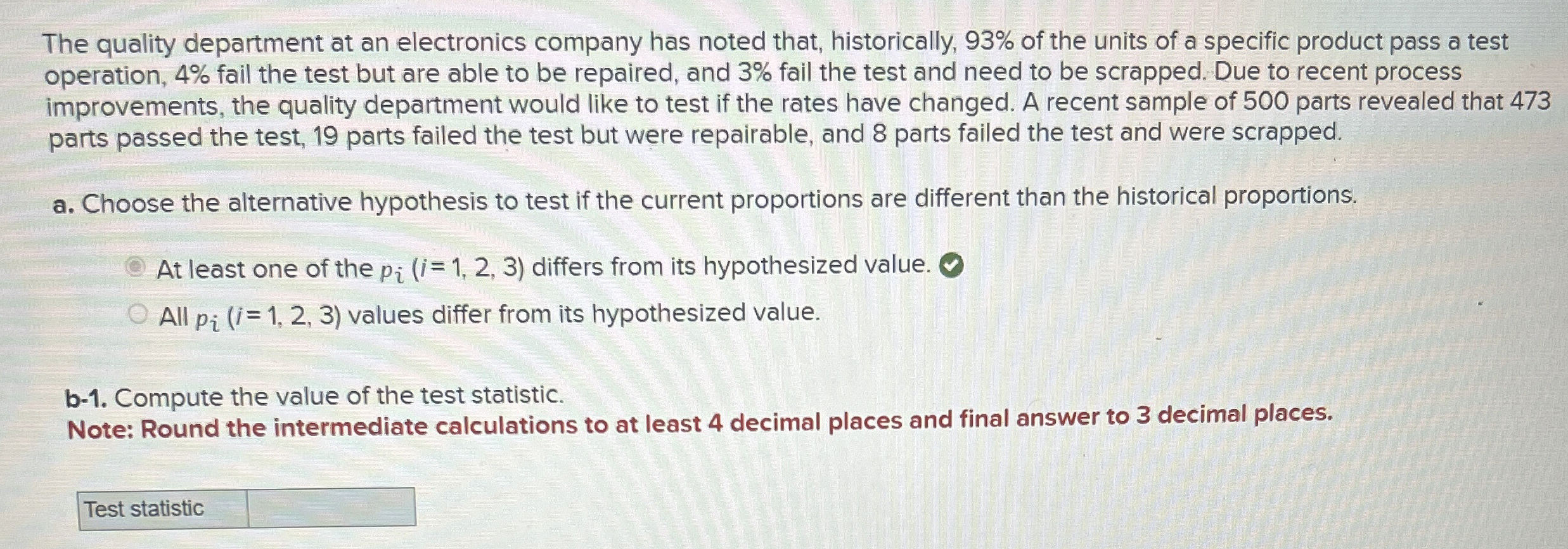 Solved The quality department at an electronics company has | Chegg.com