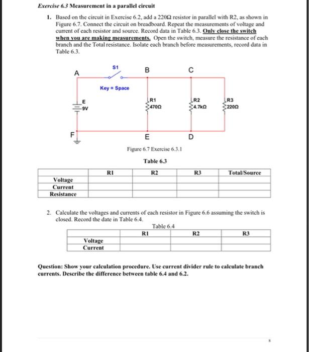 Solved Exercise 6.3 Measurement In A Parallel Circuit 1. | Chegg.com