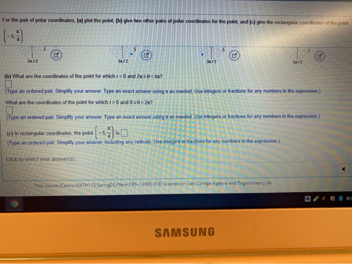 Solved For The Pair Of Polar Coordinates A Plot The