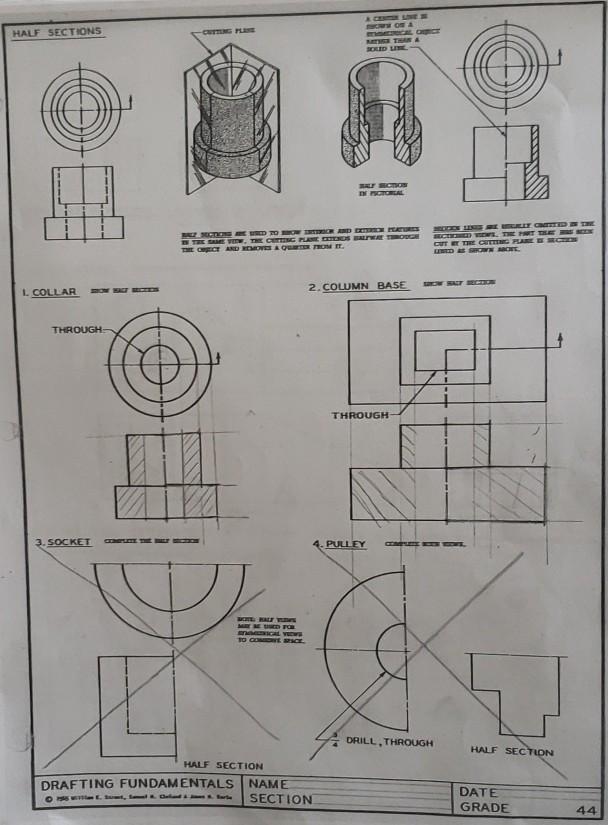 Solved Only draw half section for problems 1&2, don't know | Chegg.com