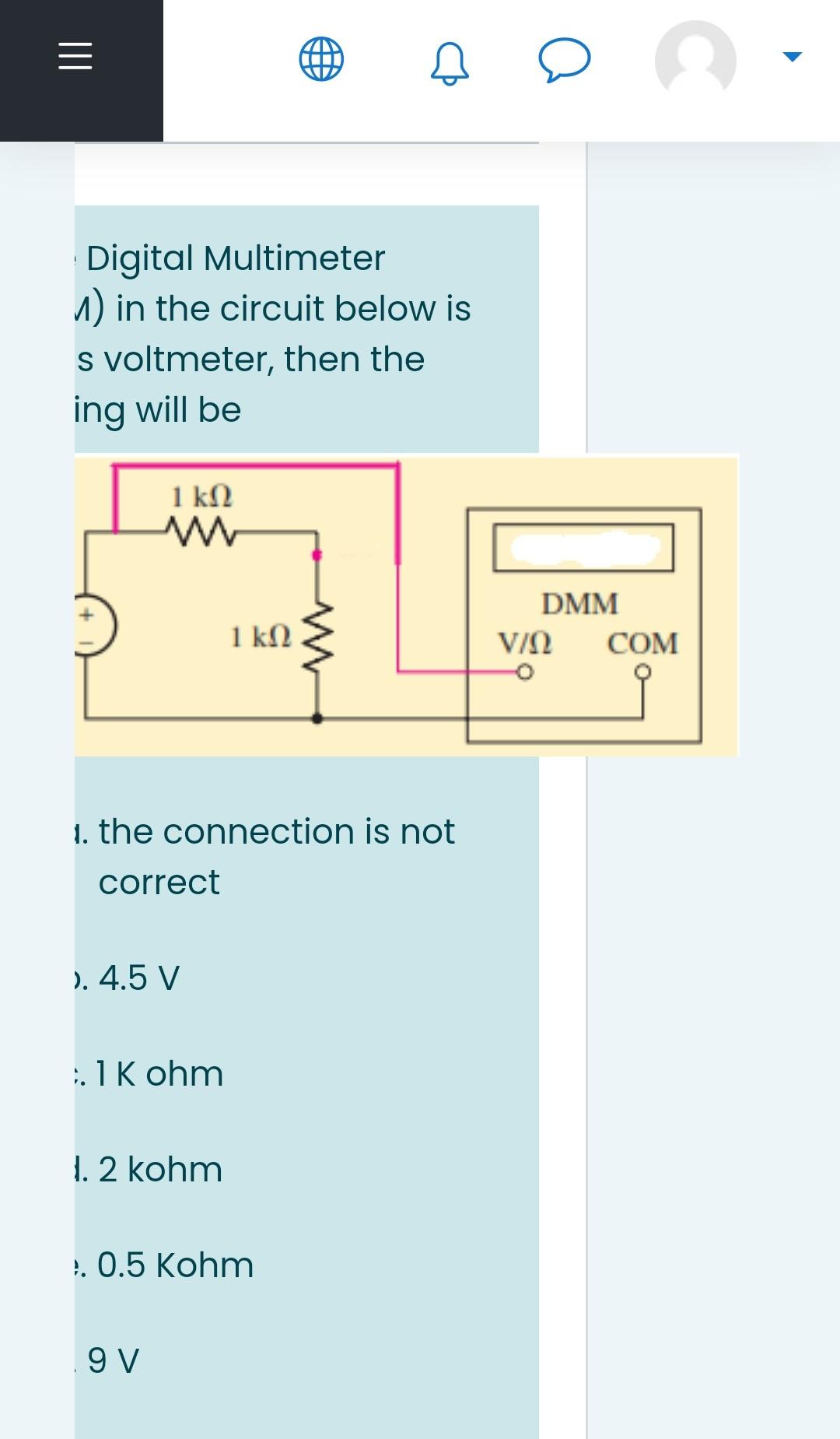 Solved If the Digital Multimeter (DMM) in the circuit below | Chegg.com