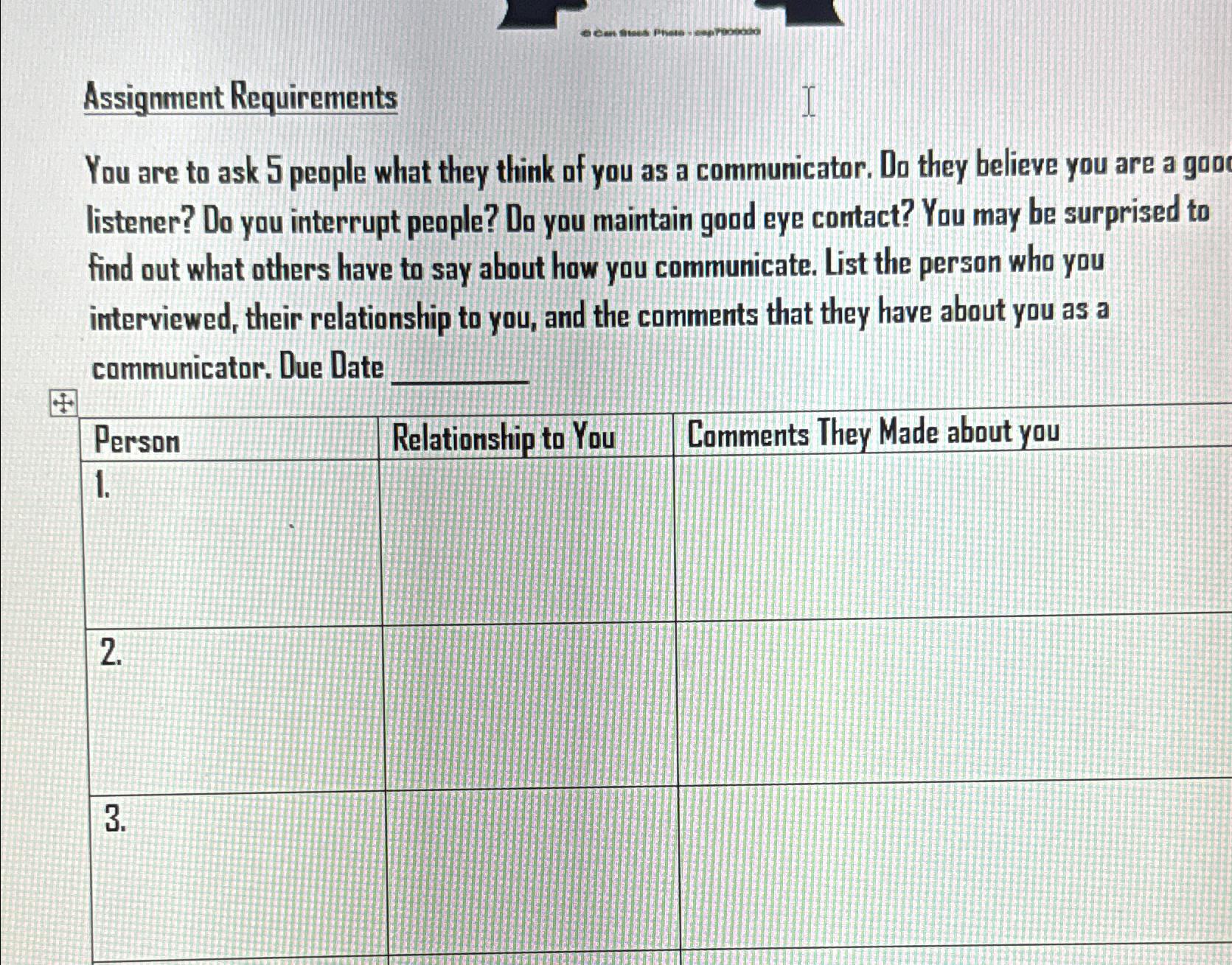 Solved Assignment RequirementsYou are to ask 5 ﻿people what | Chegg.com