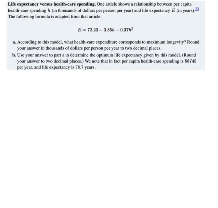 Solved Life Expectancy Versus Health-care Spending. One | Chegg.com