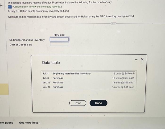 Solved The periodic inventory records of Halton Prosthetics