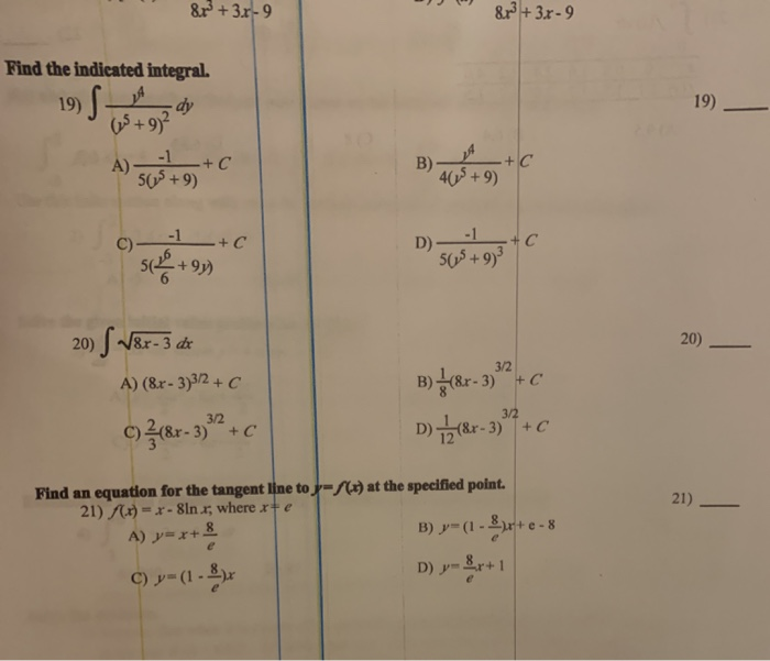 Solved R 3 R 9 8x3 3x 9 Find The Indicated Integral Chegg Com