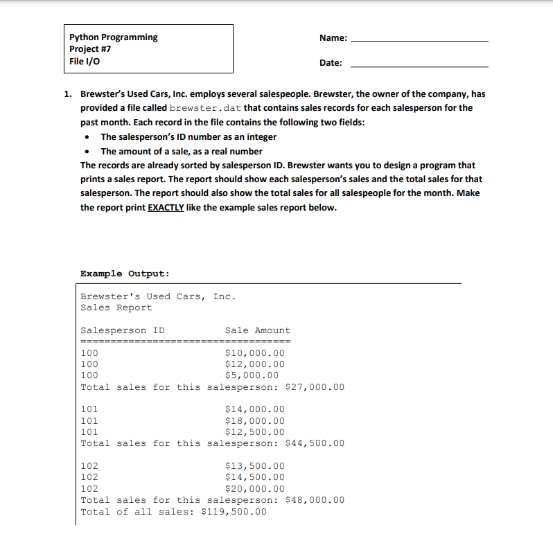 Solved Python ProgrammingName:Project #7File | Chegg.com