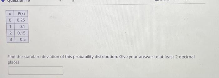 Solved Find the standard deviation of this probability | Chegg.com