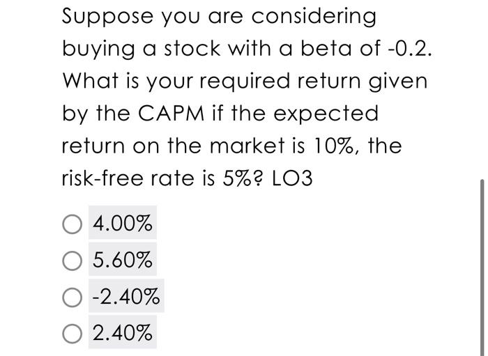 Solved Suppose You Are Considering Buying A Stock With A | Chegg.com