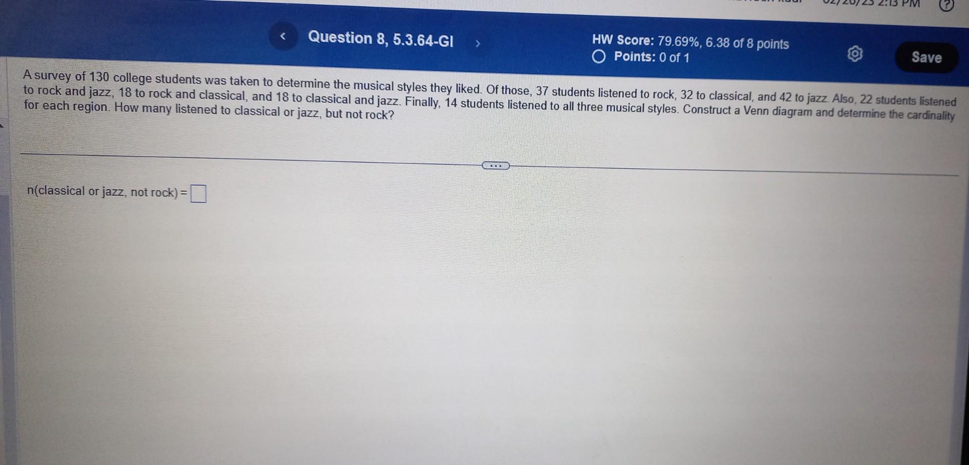 Solved A survey of 130 college students was taken to | Chegg.com