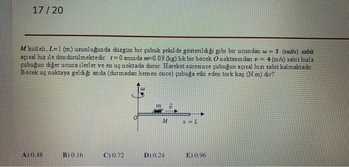 A Smooth Rod Of Mass M Length L 1 M Is Rotat Chegg Com