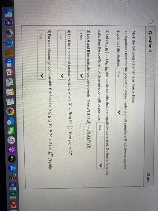 Solved Question 4 10 pts Mark the following statements as | Chegg.com