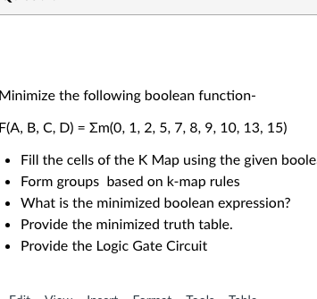 Solved Minimize the following boolean | Chegg.com