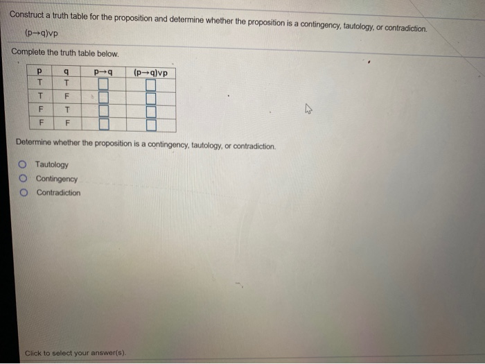 Solved Construct A Truth Table For The Proposition And | Chegg.com