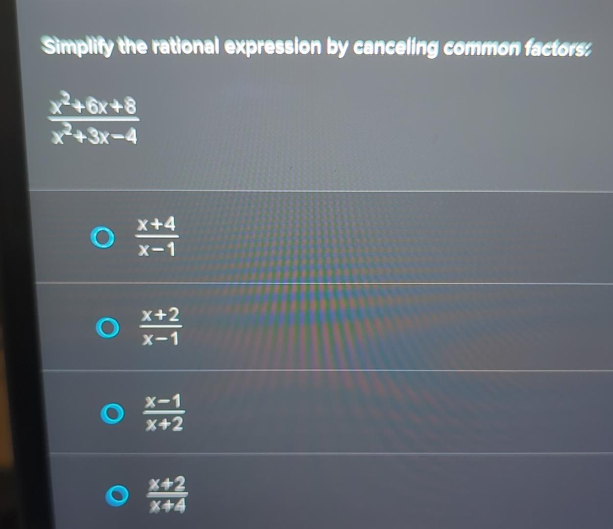 Solved Simplify the rational expression by cancelling common | Chegg.com