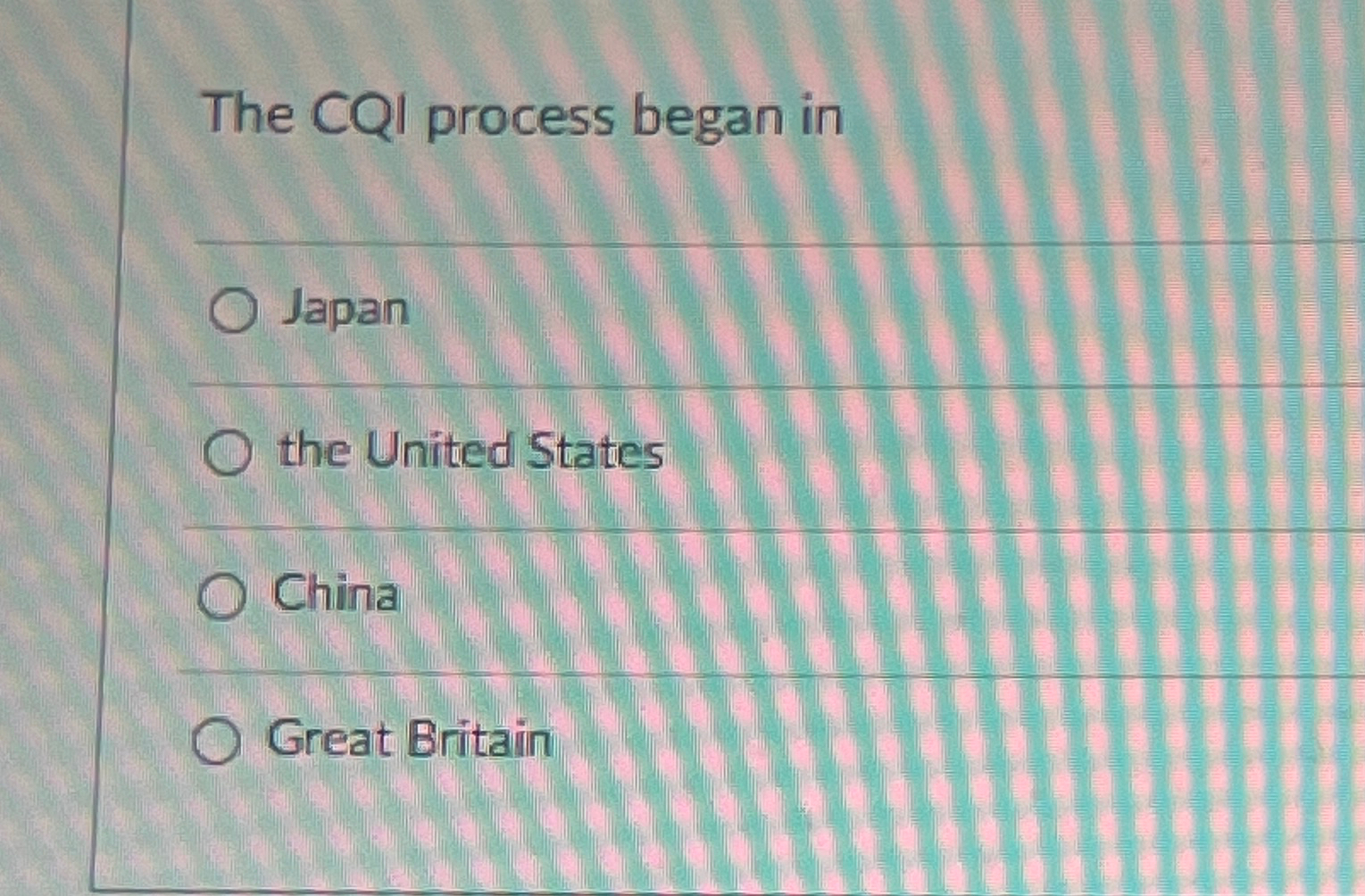 Solved The CQI process began inJapanthe United | Chegg.com