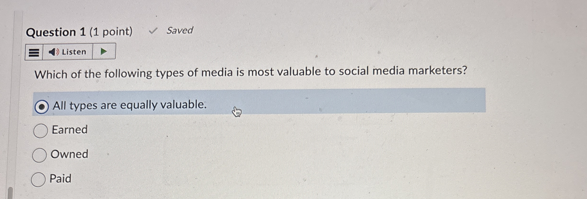 Solved Question 1 (1 ﻿point) ﻿SavedWhich of the following | Chegg.com
