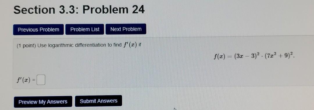 Solved Section 3.3: Problem 24 Previous Problem Problem List | Chegg.com