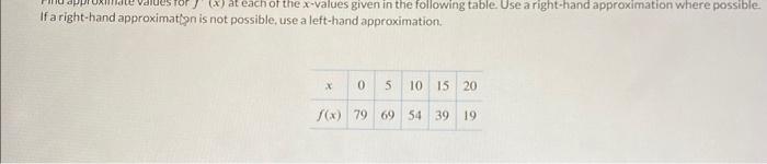 Solved If a right-hand approximatipn is not possible, use a | Chegg.com