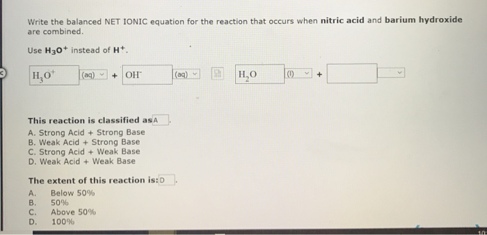Solved Write The Balanced Net Ionic Equation For The Reac Chegg Com