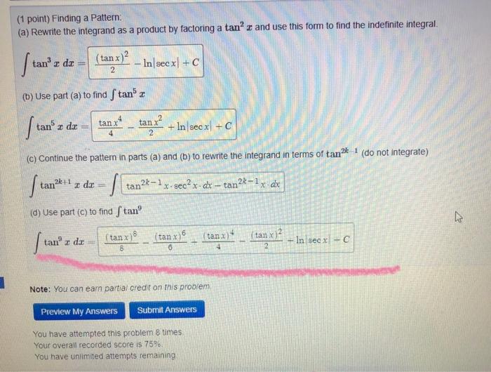 Solved (1 point) Finding a Pattern. (a) Rewrite the | Chegg.com