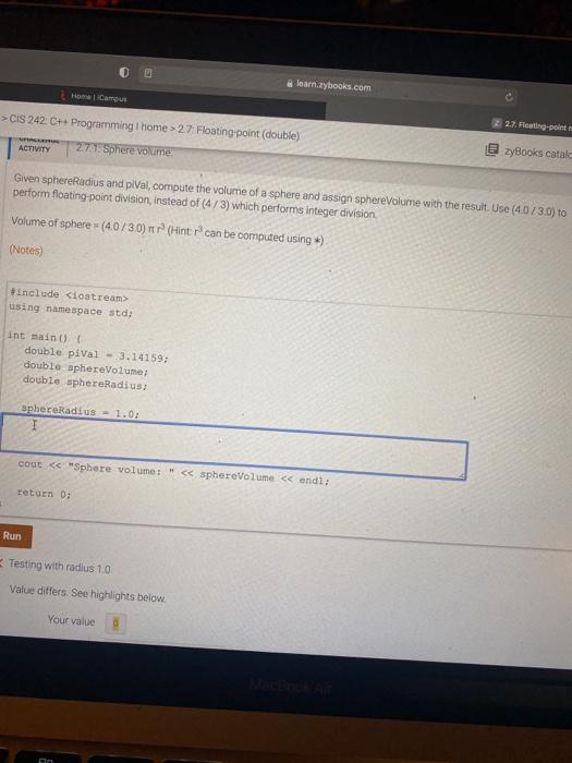 Solved learn.zybooks.com Home Campus > CIS 242 C++ | Chegg.com