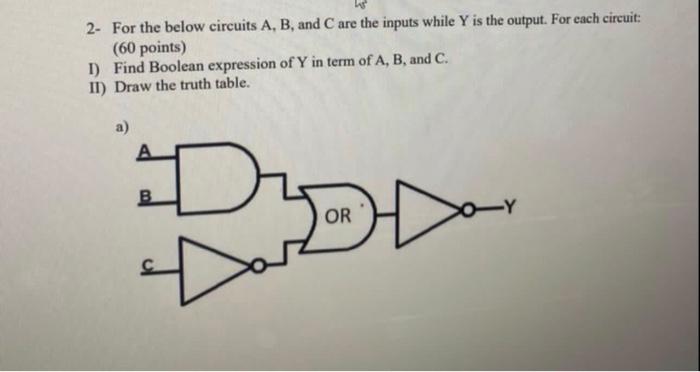 Solved 2- For The Below Circuits A, B, And C Are The Inputs | Chegg.com