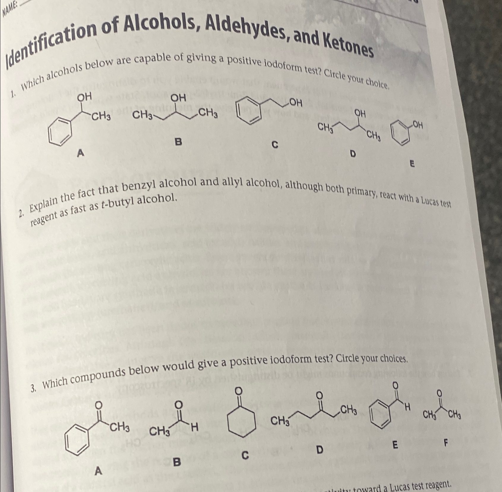 Solved delf tification of Alcohols, Aldehydes, and Ketones. | Chegg.com