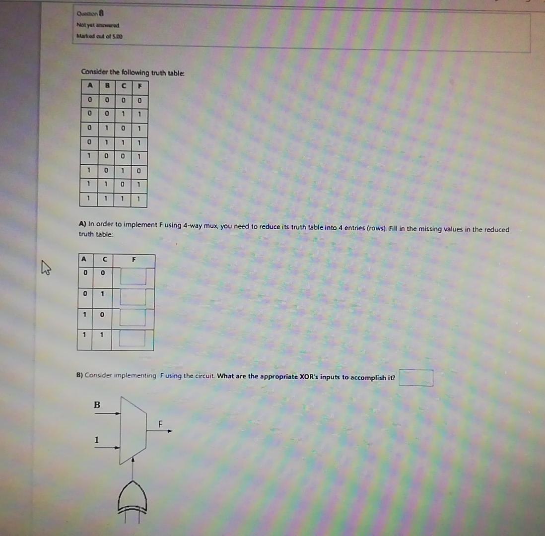 Solved Consider The Following Truth Table A In Order To 9685