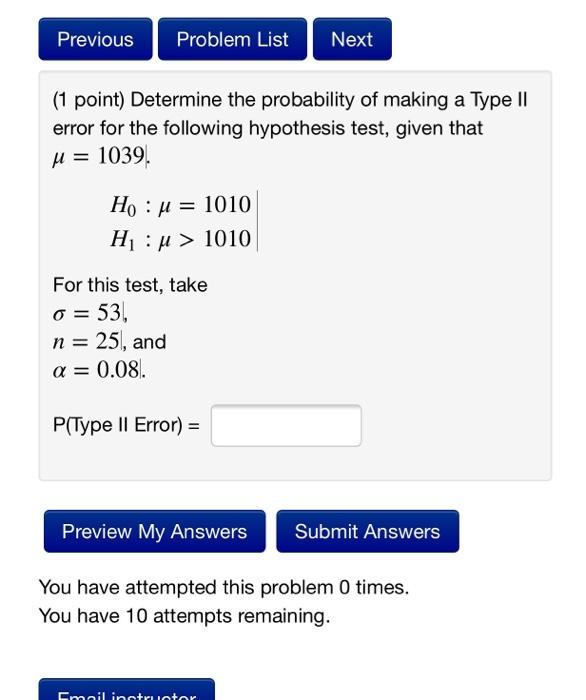Solved Previous Problem List Next (1 point) Determine the | Chegg.com