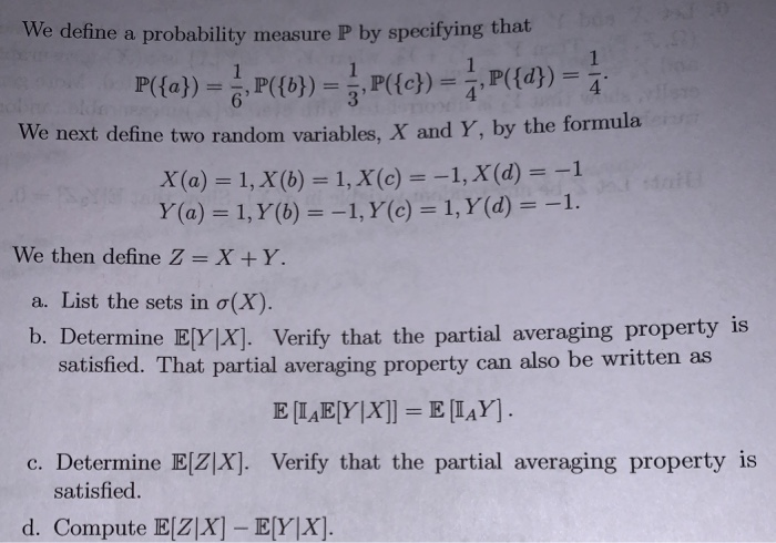 4 Consider A Probability Space With Four Elements Chegg Com