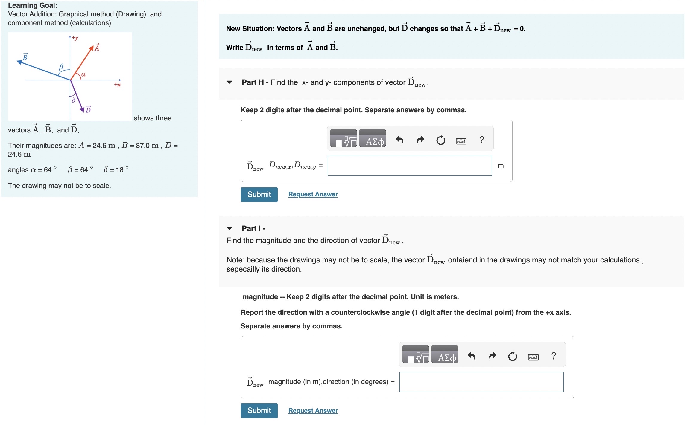 Solved Learning Goal:Vector Addition: Graphical Method | Chegg.com