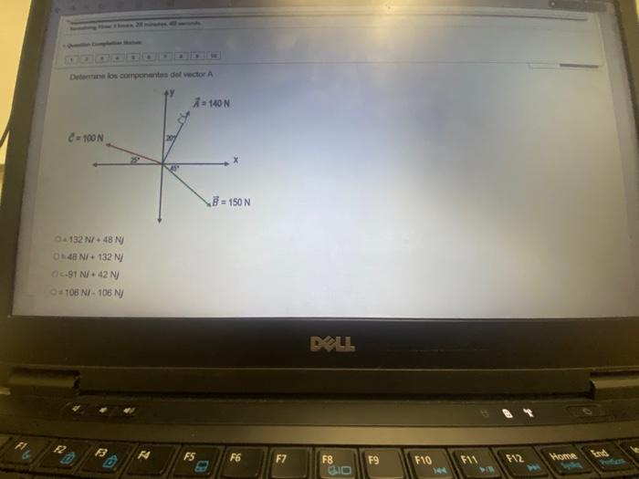 Detertune los componantes ded vector A \( -132 N /+48 N \) \( 46 \mathrm{~N} /+132 \mathrm{~N} / \)