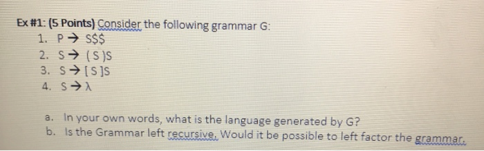 Solved Ex 1 5 Points Consider The Following Grammar G Chegg Solved Ex 1 5 Points Consider The Following Grammar G Chegg