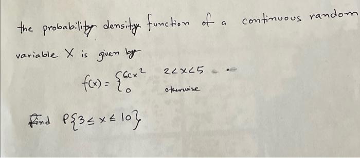 Solved the probability density function of a continuous | Chegg.com