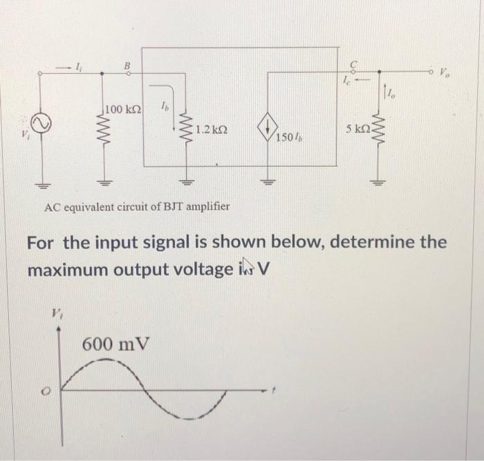 Solved AC equivalent circuit of BJT amplifier For the input | Chegg.com