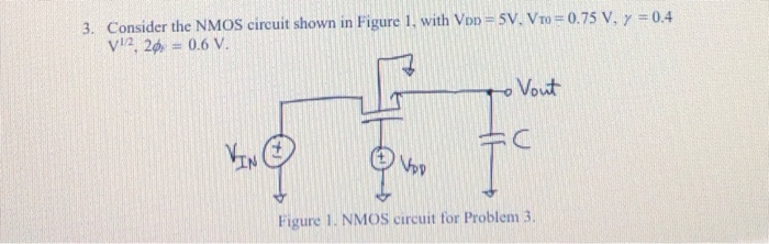Solved 3. Consider the NMOS circuit shown in Figure 1, with | Chegg.com