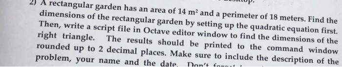 how to find area of rectangular garden