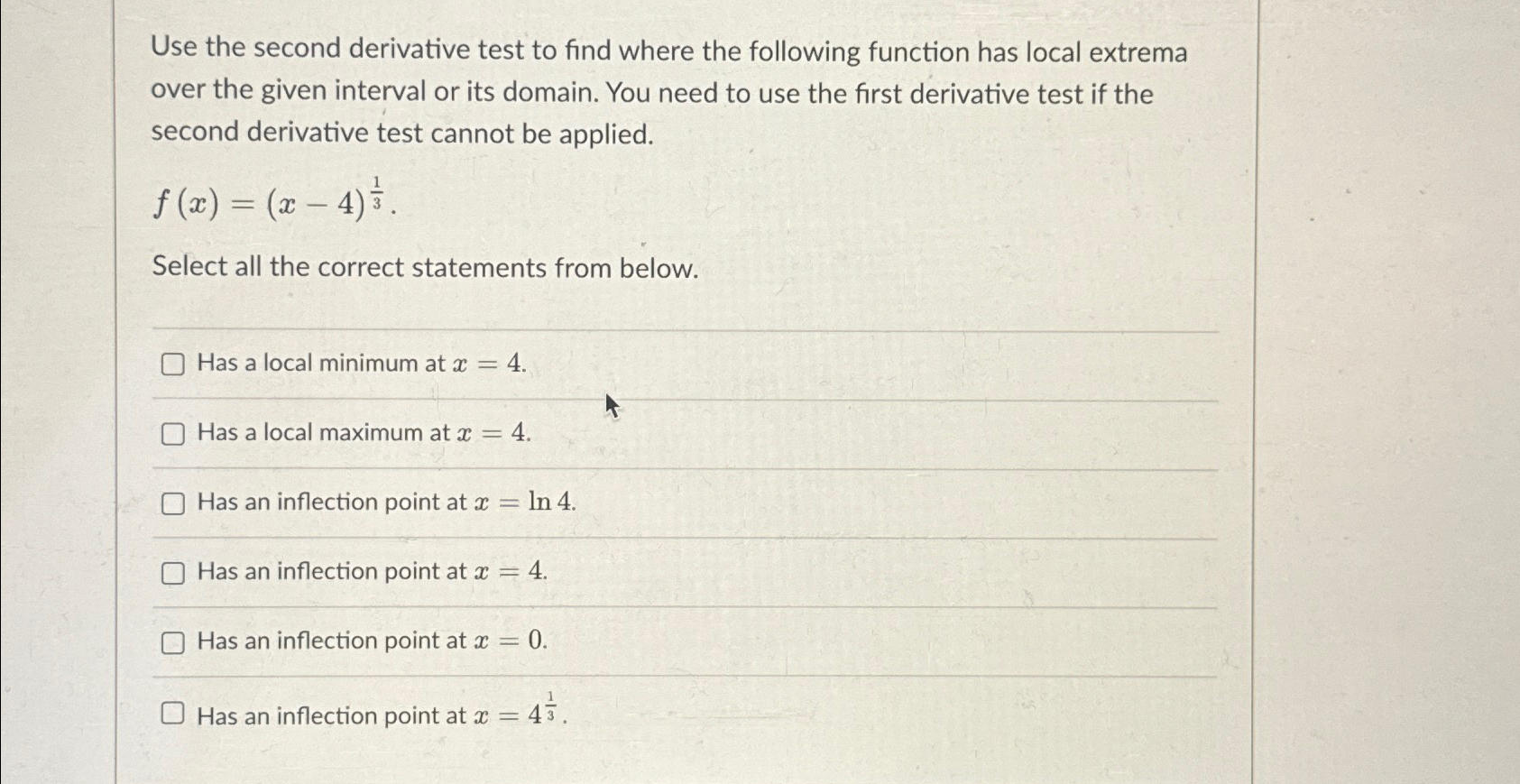 Solved Use the second derivative test to find where the | Chegg.com