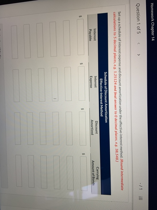 Solved + Homework Chapter 14 Question 1 of 5 -/1 View | Chegg.com