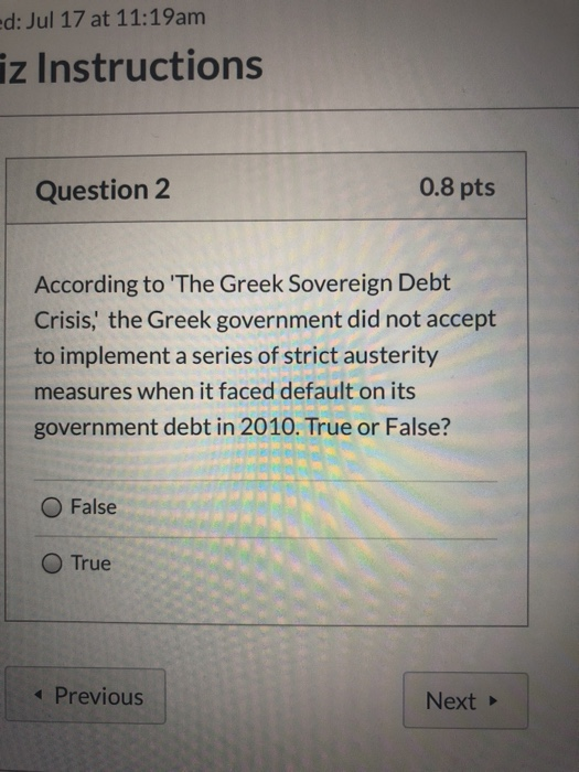 Solved ed: Jul 17 at 11:19am iz Instructions Question 2 0.8 | Chegg.com