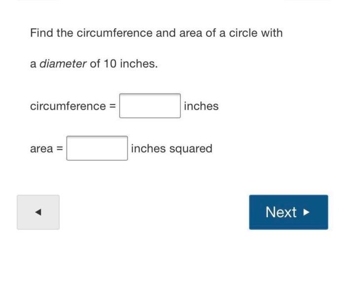 Solved Find the circumference and area of a circle with a | Chegg.com