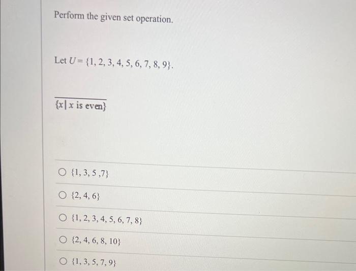 Solved Perform The Given Set Operation. Let | Chegg.com