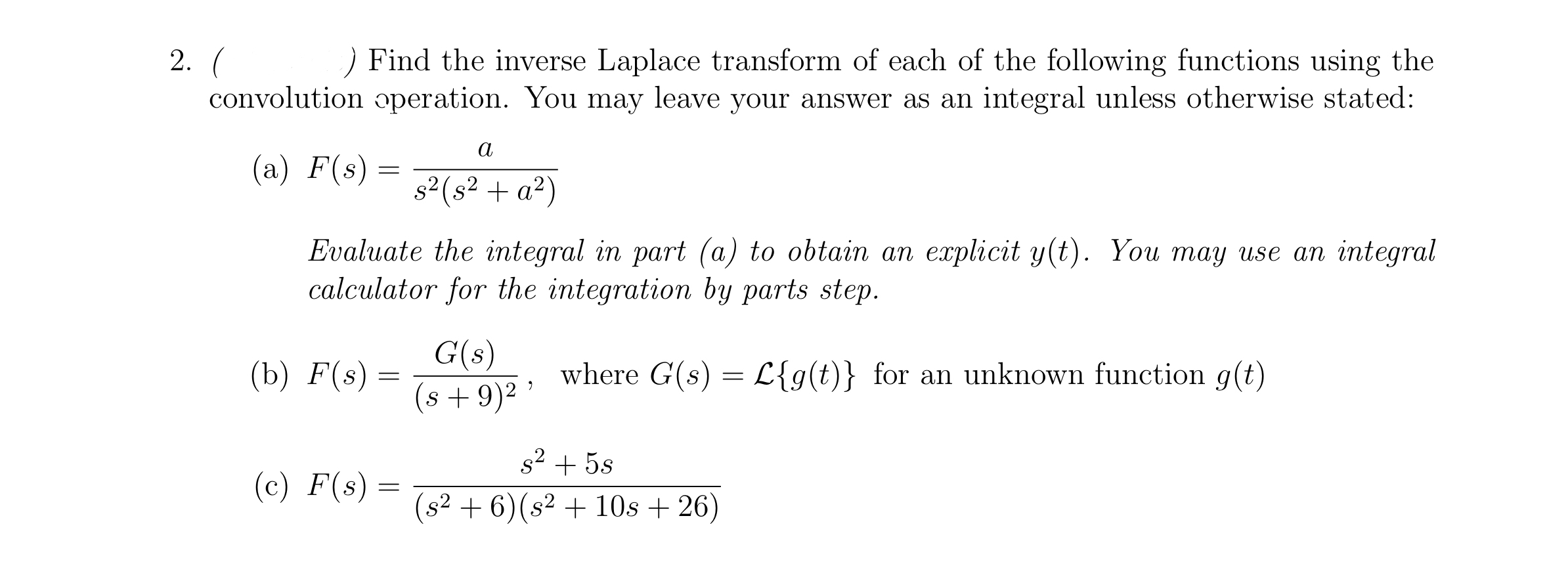 Solved Find The Inverse Laplace Transform Of Each Of Chegg Com