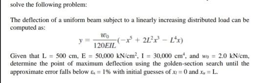 Solved solve the following problem: The deflection of a | Chegg.com