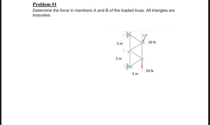 Solved Problem \#1 Determine the force in members A and B of | Chegg.com