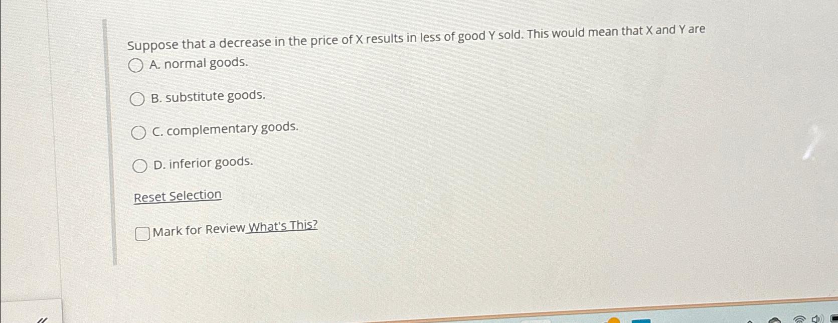 Solved Suppose that a decrease in the price of x ﻿results in | Chegg.com