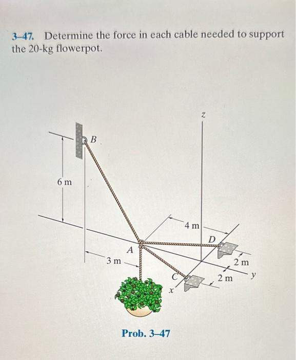 Solved 3 47 Determine The Force In Each Cable Needed To